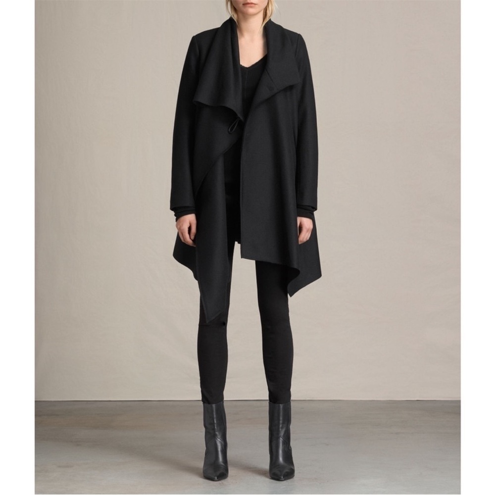 All Saints Black Draped Jacket